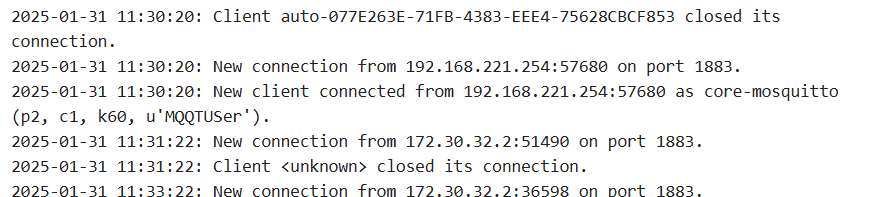 Mosquitto Logs with sample