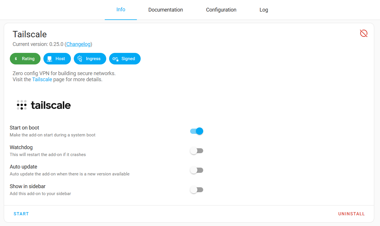 TailScale Installed, not started
